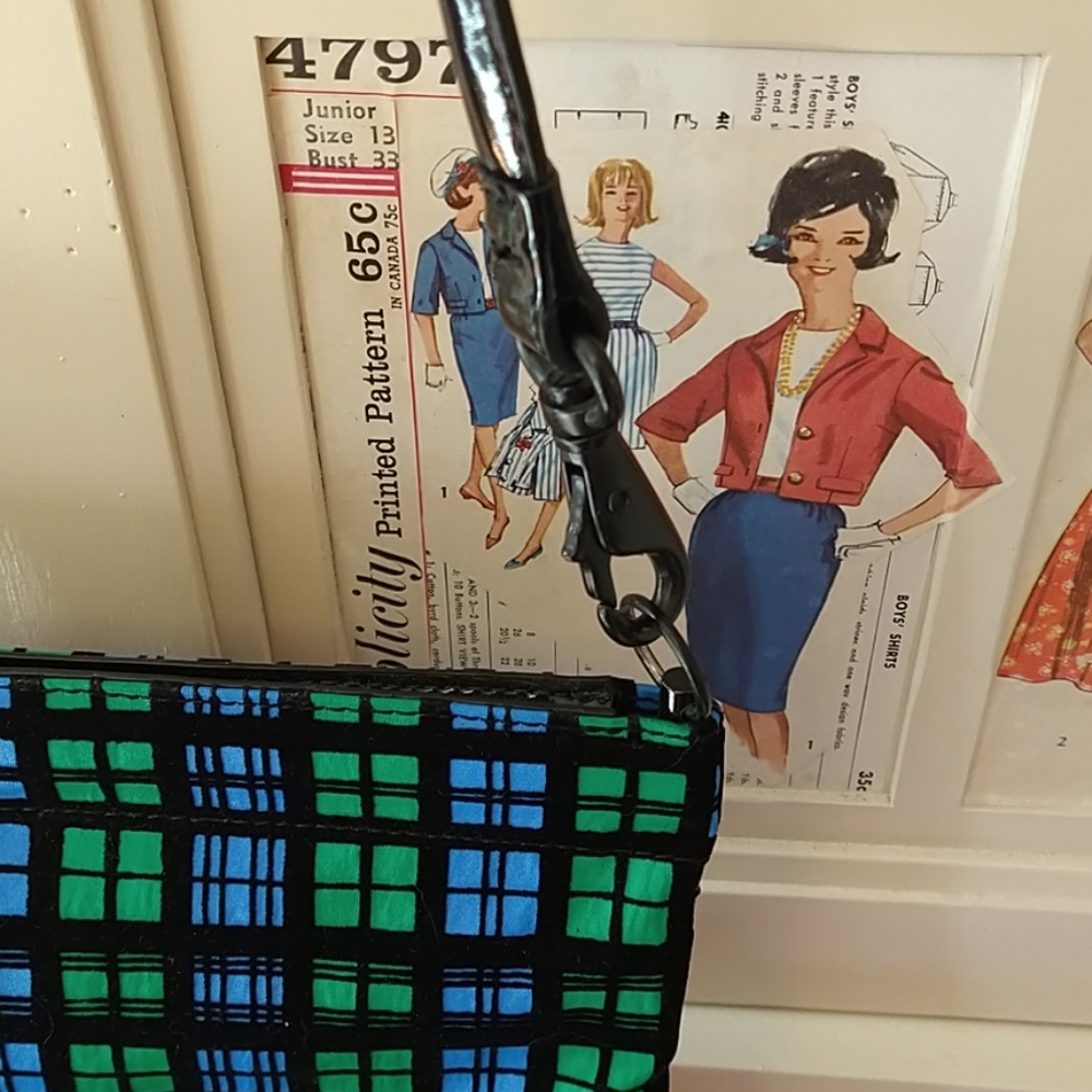 Kipling Blue/Black/Green Checked Bag - image 4